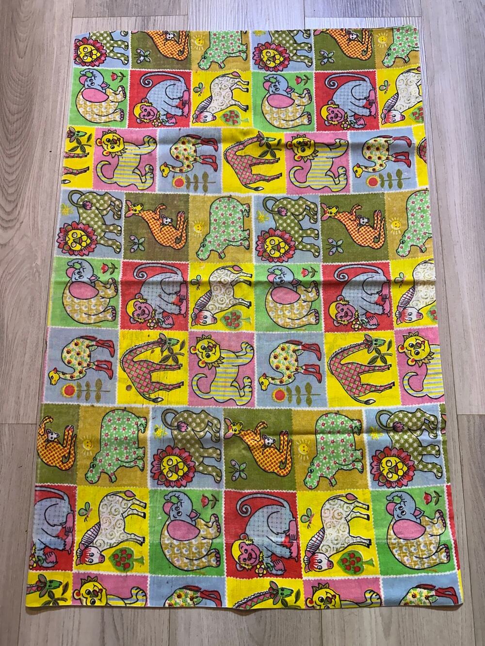 Vintage 1970s Tastemaker No Iron Muslin Standard Pillowcase Zoo Safari Patchwork